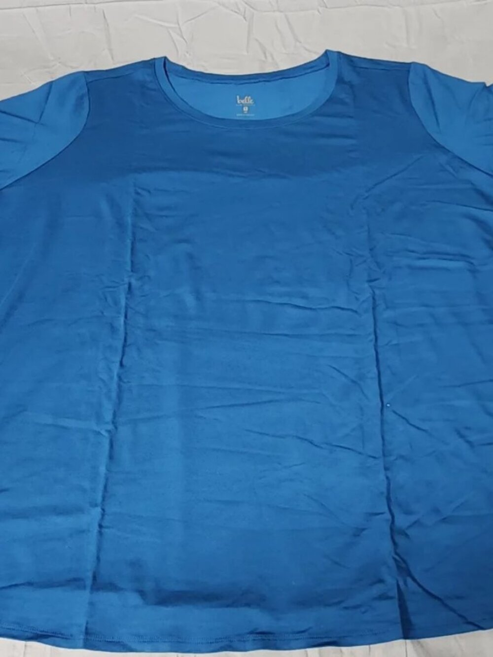 Belle by Kim Gravel Womens 4X Gibraltar Blue Three Quarter Sleeve Crew Neck Top
